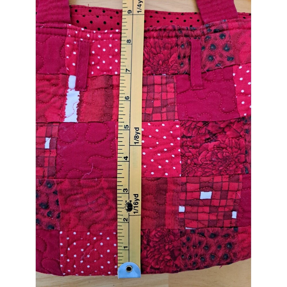 Donna Sharp Red Quilted Patchwork Purse Double Ha… - image 3